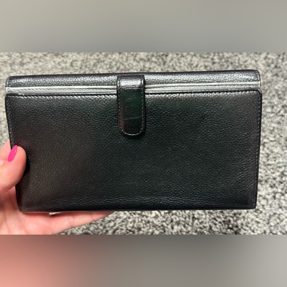 Chanel vintage black Caviar leather large flap wallet with insert/chain - Picture 4 of 17